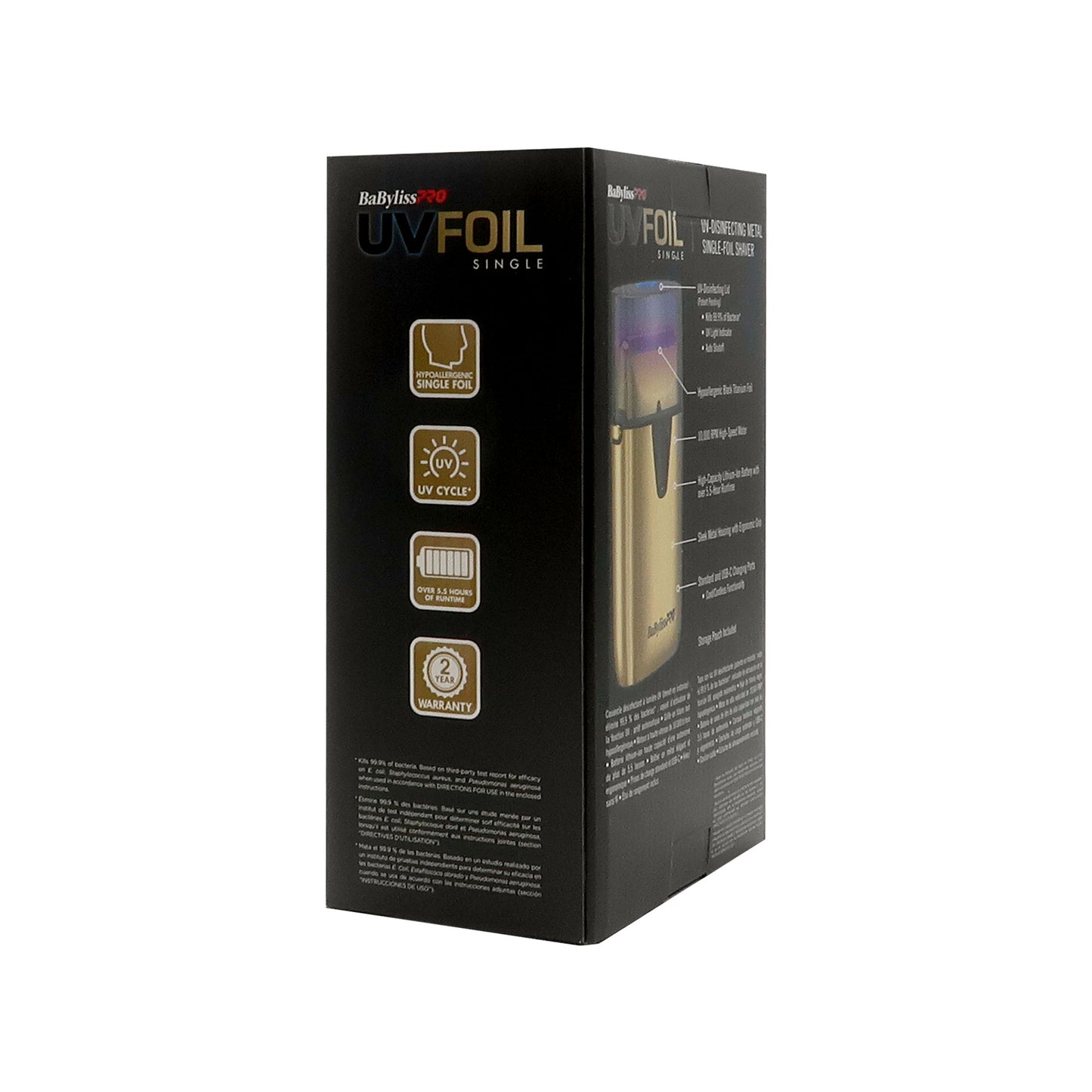BaByliss Pro UVFOIL UV-Disinfecting Metal Double Foil Shaver #FXLFS2G with BaByliss Pro UVFOIL UV-Disinfecting Metal Single Foil Shaver FXLFS1G