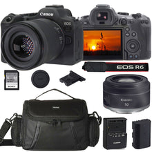 Canon EOS R6 Mark II Mirrorless Camera with RF 24-105mm f/4-7.1 IS STM Lens and Canon RF 50mm f/1.8 STM Lens Accessory Bundle