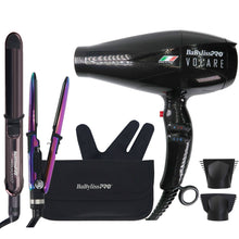 BaByliss Pro Volare Nano Titanium Italian Performance Hair Dryer BVOL1 with Prima 3000 1¼" Flat Iron Midnight Purple and Prima2000 3/4" Mini Flat / Curling Iron Iridescent #BNTBRB2000UC