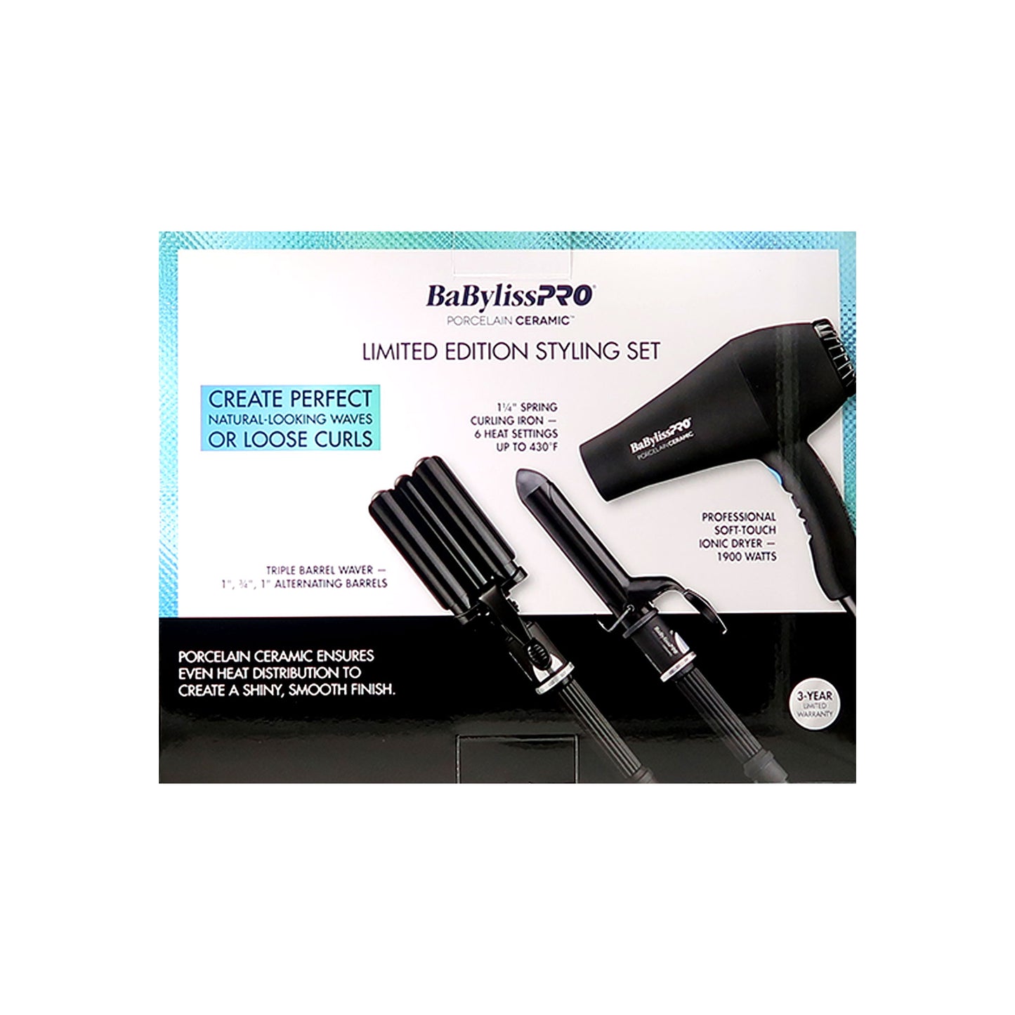 BaBylissPro LIMITED EDITION Porcelain Ceramic Set (Dryer, Waver, Curling Iron)