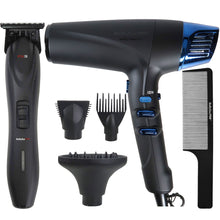 BaByliss Pro Limited-Edition Nano Titanium Professional High-Speed Dual Ionic Dryer BNTMB9100 with BaByliss Pro FX3 Professional High Torque Trimmer FXX3TB and 9" Comb