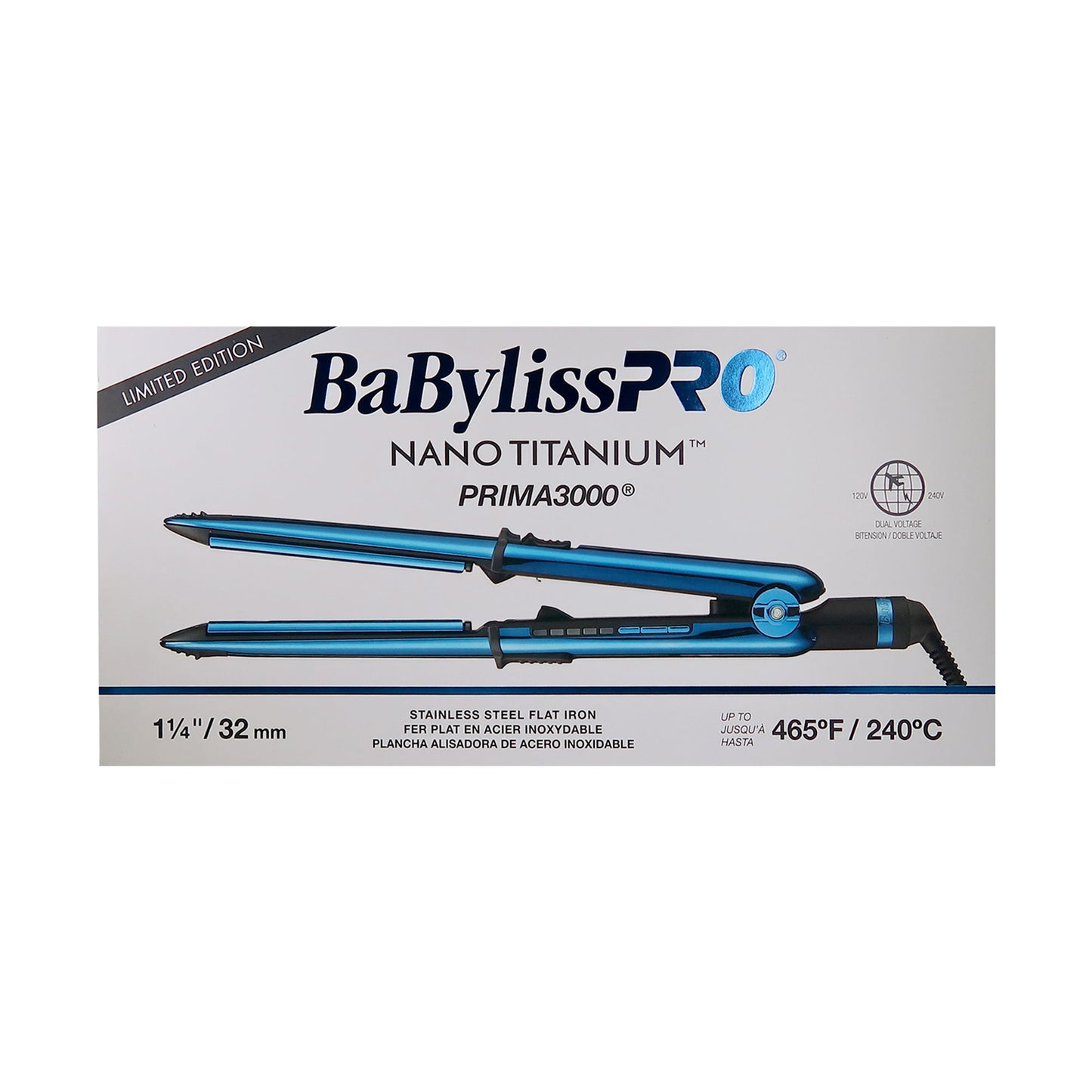 BaByliss Pro LIMITED EDITION Porcelain Ceramic Styling Set #BPPP7-24 with Prima 3000 1¼" Stainless Steel Flat Iron BNTMB3000TUC