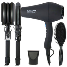 BaByliss Pro LIMITED EDITION Porcelain Ceramic Styling Set (Ionic Dryer, Triple Barrel Waver, 1¼" Spring Curling Iron) #BPPP7-24 with Conair Pro Brush