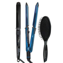 BaByliss Pro LIMITED EDITION Nano Titanium Prima 3000 1¼" Stainless Steel Flat Iron BNTMB3000TUC with Studio Design Series 1¼" Crimpcurl BCI005UC and Brush