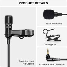 Hollyland External Clip On Lavalier Microphone with 3.5mm Audio Jack, Compatible with Lark Max Microphone System-Black, (1 Pack)