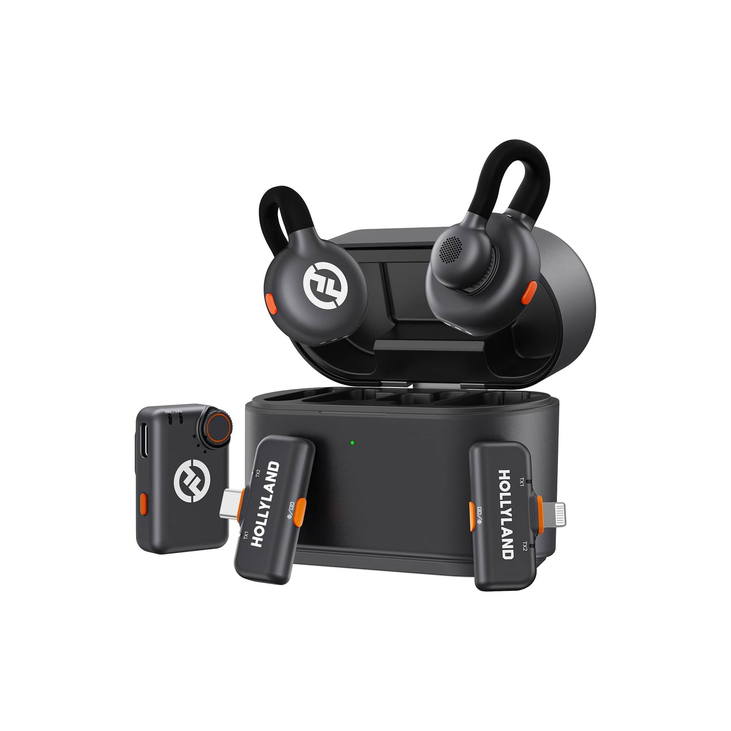 Hollyland Lark M2S Ultimate Combo (Camera RX+USB-C RX+Lightning RX) Wireless Lavalier Microphone for iPhone/Camera/Android/PC, Compact Mic, Titanium Clip, Noise Cancelling, Content Creation