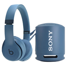 Sony SRSXB13/B Extra Bass Portable Wireless Waterproof Speaker (Light Blue) with Beats Solo 4 Wireless On-Ear Headphones (Slate Blue)