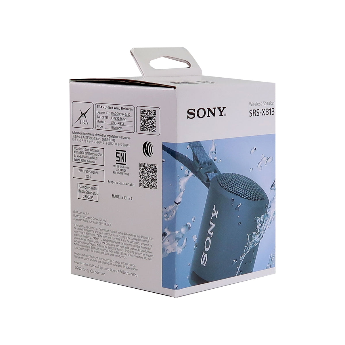 Sony SRSXB13/B Extra Bass Portable Wireless Waterproof Speaker (Light Blue) with JBL T110 In Ear Headphones