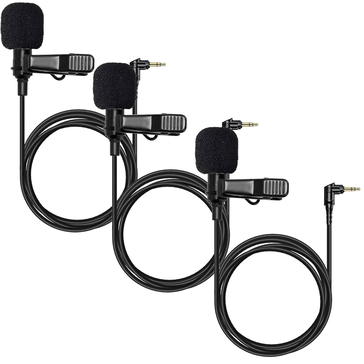 3x Hollyland External Clip On Lavalier Microphone with 3.5mm Audio Jack, Compatible with Lark Max Microphone System-Black, (1 Pack)