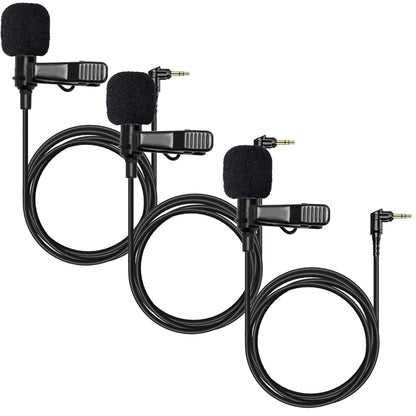 3x Hollyland External Clip On Lavalier Microphone with 3.5mm Audio Jack, Compatible with Lark Max Microphone System-Black, (1 Pack)