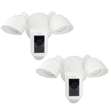 Two RING Floodlight Cam Wired Plus Motion-Activated Security Outdoor Camera White