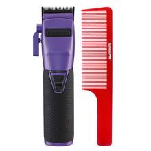 BaByliss Pro FX870 PI BOOST+ Influencer Collection Frank Da Barber Cordless Clipper - Purple with Barberology Comb - Red