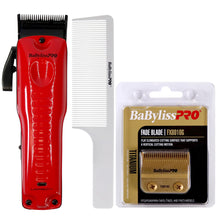 BaByliss Pro Limided Edition LO-PRO FX Cordless Clipper (Van Da' Goat) FX825RI with Titanium Fade Blade FX8010G and Comb