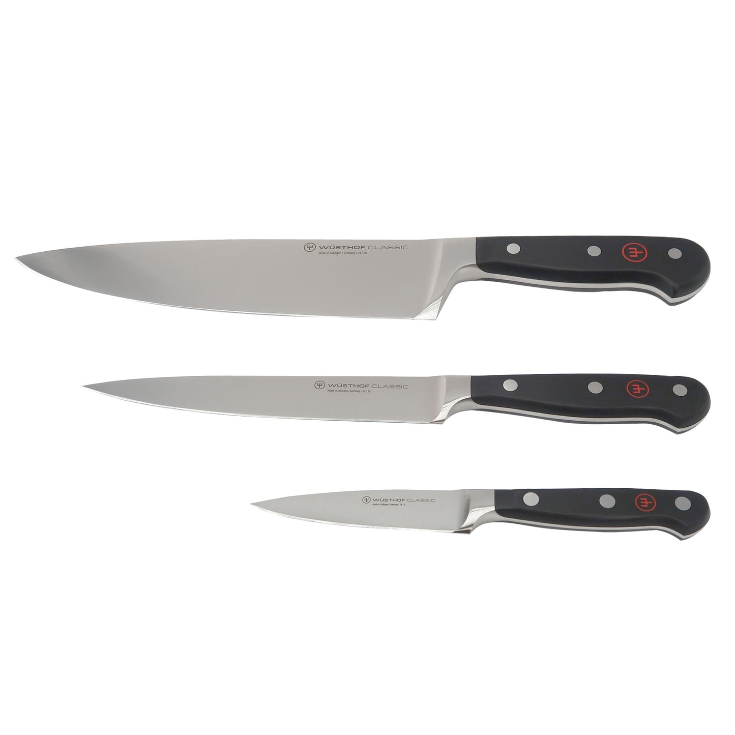 Wusthof Classic 3-Piece Chef's Knife Set #1120160301 + Wusthof Gourmet 6 1/2” Slotted Fish Spatula #9035092117