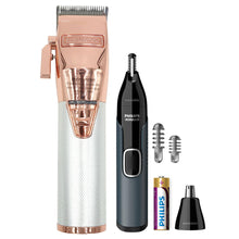 BaByliss Pro ROSEFX+ All-Metal Lithium Clipper #FX870NRG with Philips Norelco Nose Trimmer 3000 for Nose Ears Eyebrows #NT3600/62