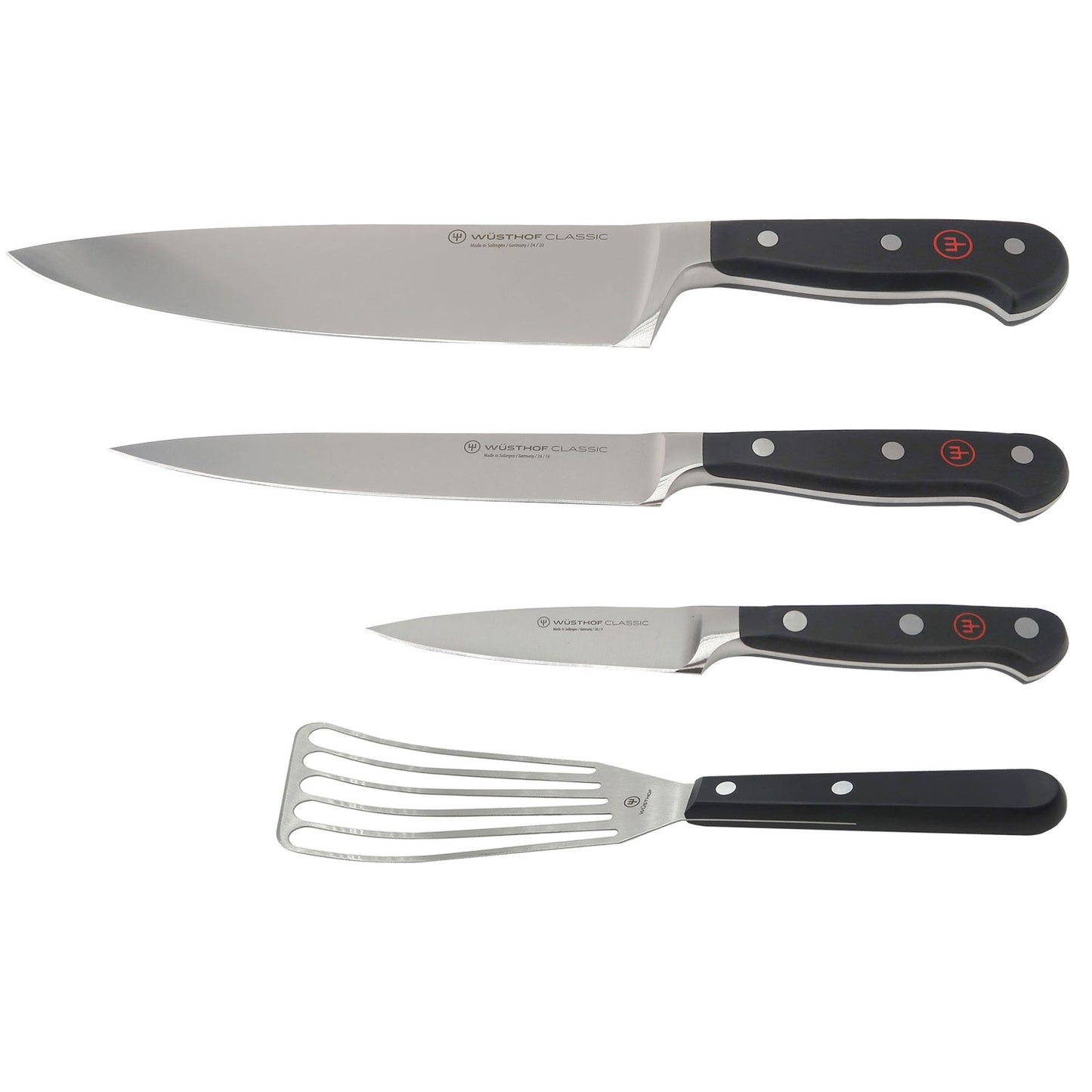 Wusthof Classic 3-Piece Chef's Knife Set #1120160301 + Wusthof Gourmet 6 1/2” Slotted Fish Spatula #9035092117
