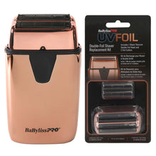 BaByliss Pro LIMITED EDITON UVFOIL UV-Disinfecting Metal Double Foil Shaver #FXLFS2RG (Rose Gold) with UVFOIL Double-Foil & Cutters Replacement Kit