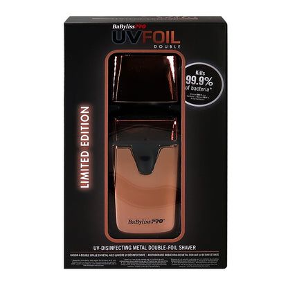 BaByliss Pro LIMITED EDITON UVFOIL UV-Disinfecting Metal Double Foil Shaver #FXLFS2RG (Rose Gold) with UVFOIL Double-Foil & Cutters Replacement Kit