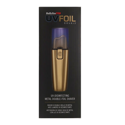 BaByliss Pro UVFOIL UV-Disinfecting Metal Double Foil Shaver #FXLFS2G (Gold) with UVFOIL Double-Foil & Cutters Replacement Kit