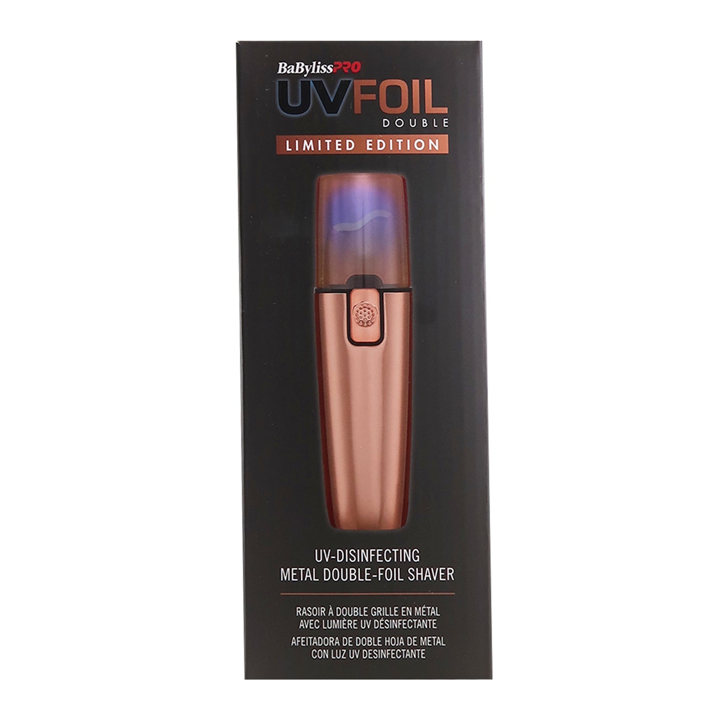 BaByliss Pro LIMITED EDITON UVFOIL UV-Disinfecting Double Foil Shaver #FXLFS2RG (Rose Gold) with UVFOIL Double-Foil Replacement Kit and Neck Duster