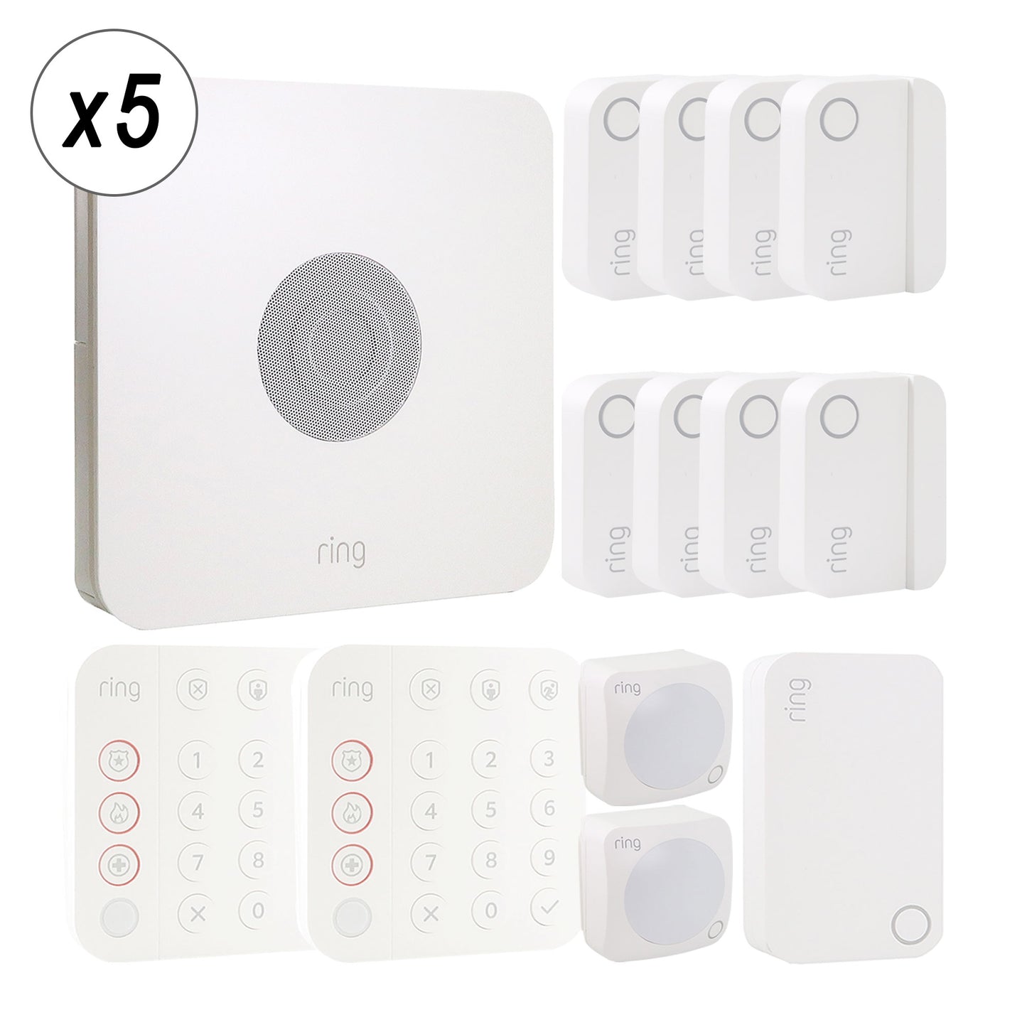 Ring Alarm 14-Piece Home Security Kit - Wireless System, Works with Alexa - 5 Units