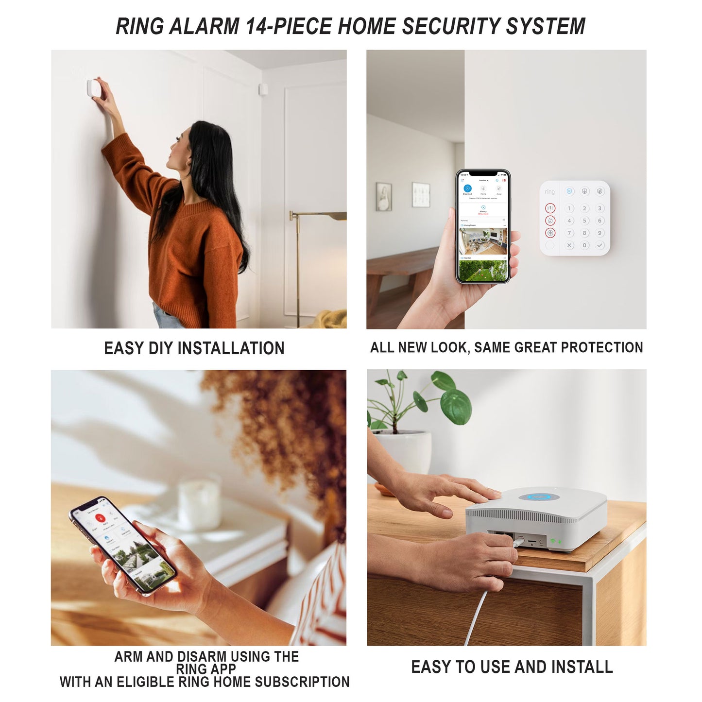 Ring Alarm 14-Piece Home Security Kit – Wireless System, Works with Alexa and Ring 1080p Video Doorbell (2020 Release, Satin Nickel)