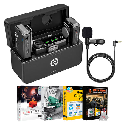 Hollyland Lark Max Wireless Lavalier Microphone System Compatible with DSLR Camera, iPhone, Android, PC + Hollyland Lavalier Microphone: Omni Sound, Wide Compatibility (3.5mm) + Music Maker Mix and Master Suite