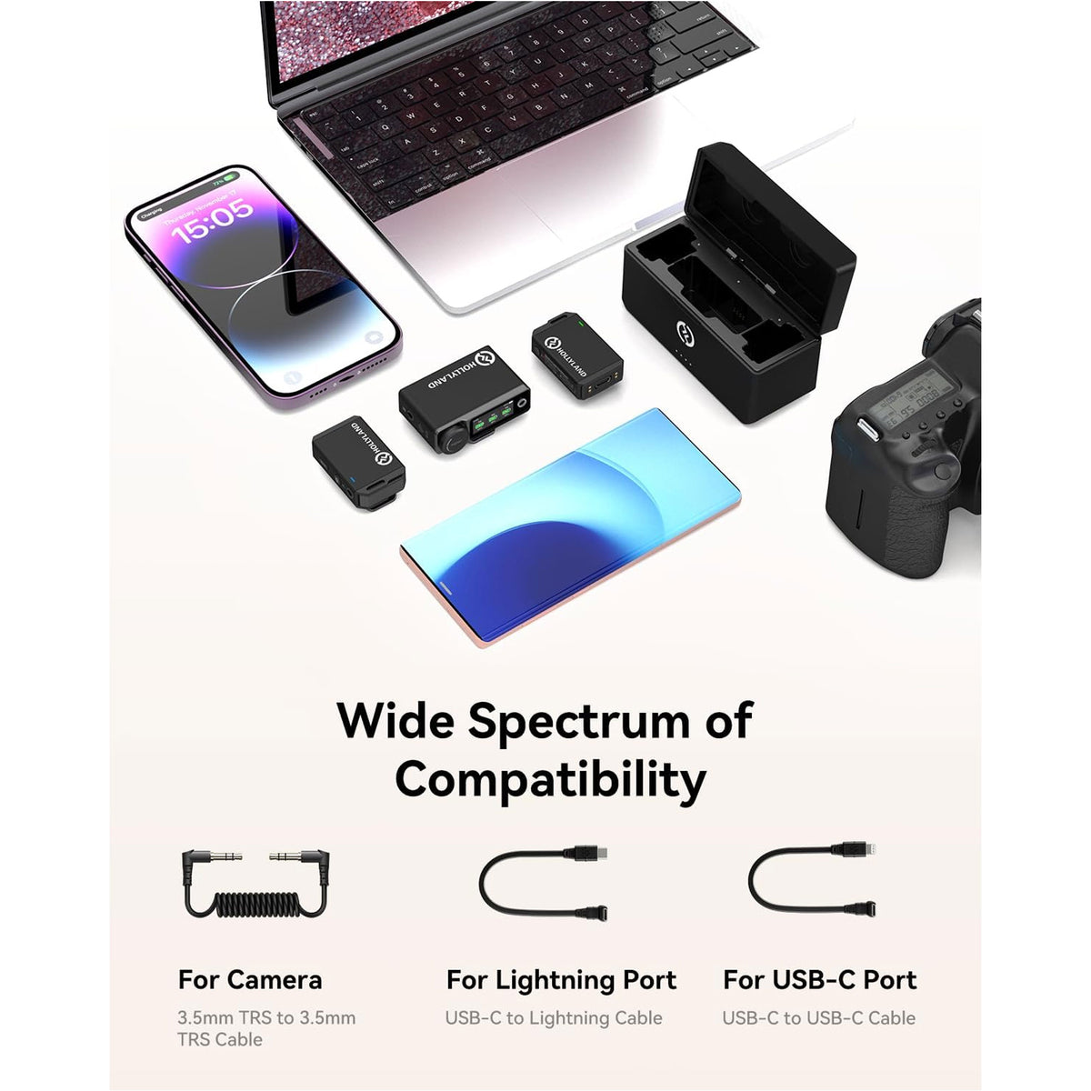 Hollyland Lark Max Wireless Lavalier Microphone System Compatible with DSLR Camera, iPhone, Android, PC + Hollyland Lavalier Microphone: Omni Sound, Wide Compatibility (3.5mm) + Music Maker Mix and Master Suite