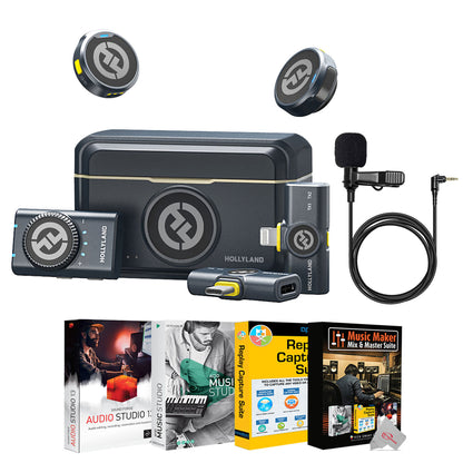 Hollyland LARK M2 COMBO 2-Person Wireless Combo Microphone System 2.4 GHz (Black) + Accessories