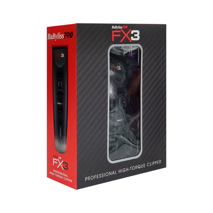 BaByliss Pro FX3 Black High Torque Cordless Clipper FXX3CB (Black) + BaByliss Pro FX3 Professional High-Speed Foil Shaver - Black #FXX3SB (Dual Voltage)
