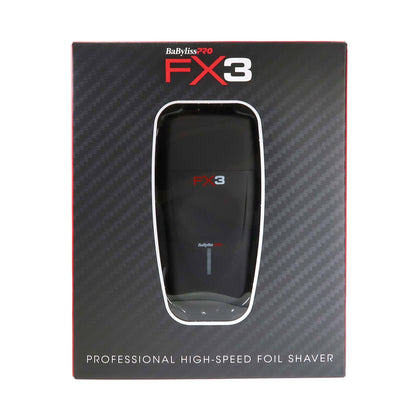 BaByliss Pro FX3 Black High Torque Cordless Clipper FXX3CB (Black) + BaByliss Pro FX3 Professional High-Speed Foil Shaver - Black #FXX3SB (Dual Voltage)