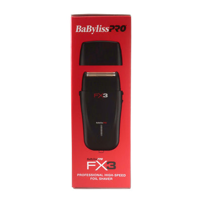 BaByliss Pro FX3 Black High Torque Cordless Clipper FXX3CB (Black) + BaByliss Pro FX3 Professional High-Speed Foil Shaver - Black #FXX3SB (Dual Voltage)