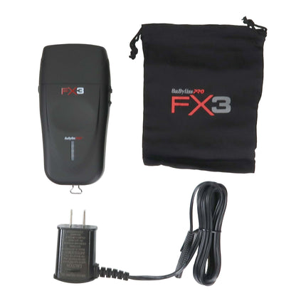 BaByliss Pro FX3 Black High Torque Cordless Clipper FXX3CB (Black) + BaByliss Pro FX3 Professional High-Speed Foil Shaver - Black #FXX3SB (Dual Voltage)