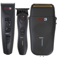 BaByliss Pro FX3 High Torque Cordless Clipper FXX3CB with FX3 Professional High-Speed Foil Shaver FXX3SB and FX3 High Torque Trimmer FXX3TB