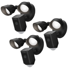 RING Floodlight Cam Wired Plus Motion-Activated 1080p HD Black - 3 Units