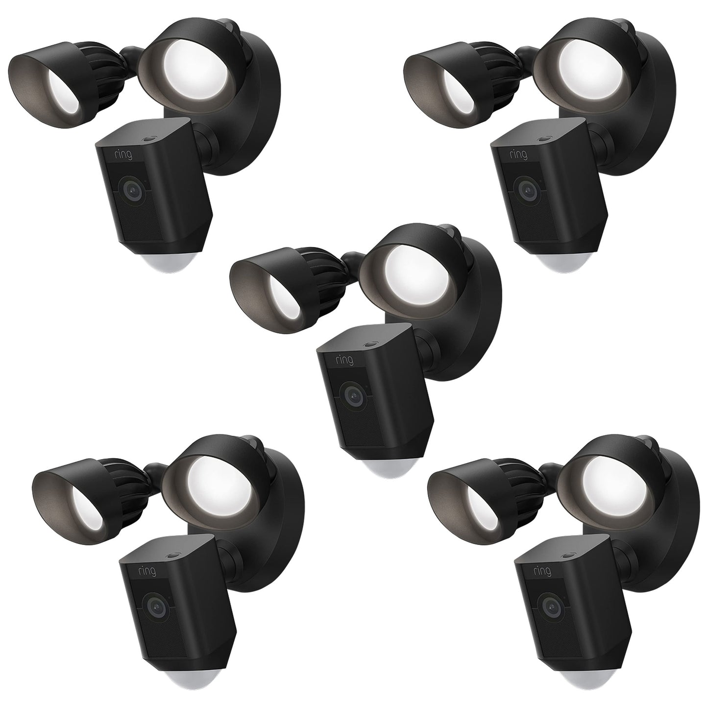 RING Floodlight Cam Wired Plus Motion-Activated 1080p HD Black - 5 Units