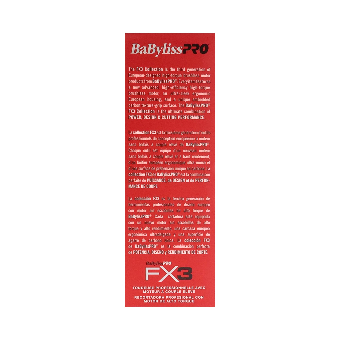 BaByliss Pro FX3 High Torque Cordless Clipper FXX3CB (Black) with Barberology 9" Comb - Red