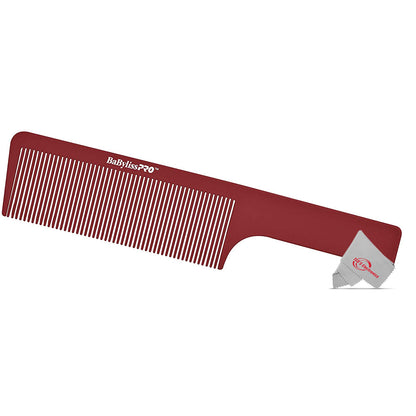 BaByliss Pro FX3 High Torque Cordless Clipper FXX3CB (Black) with Barberology 9" Comb - Red