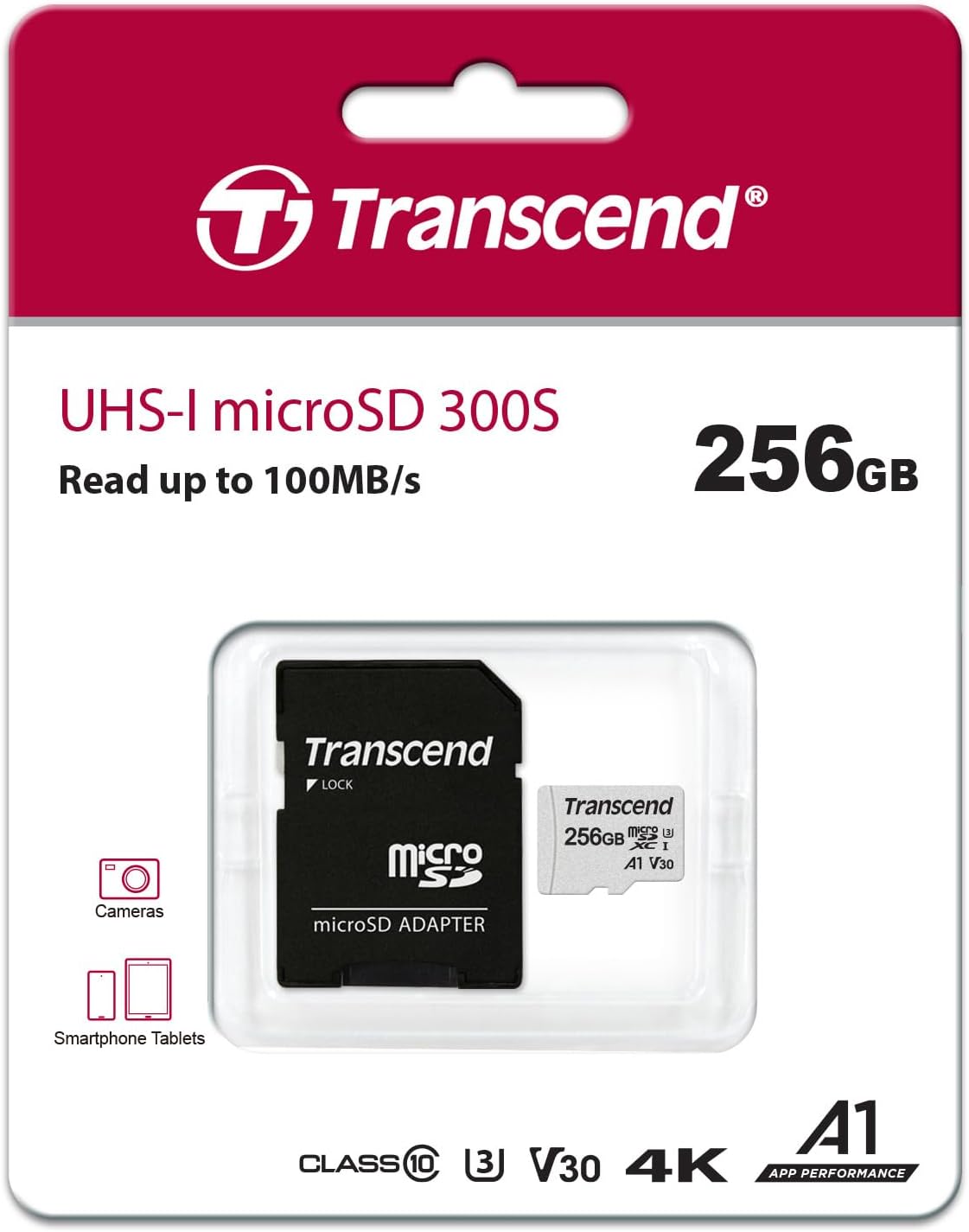 Transcend 256GB 300S UHS-I microSDXC Memory Card with SD Adapter