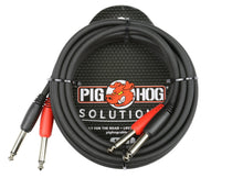 Pig Hog Dual 1/4" Mono (Male) Cable, 10 ft PD-21410 - 3 Units