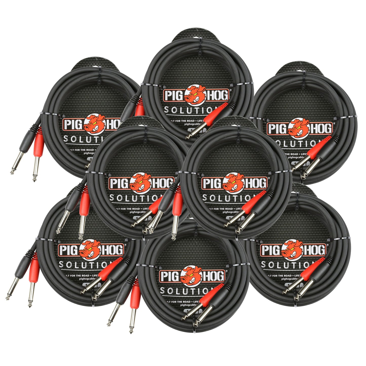 Pig Hog Dual 1/4" Mono (Male) Cable, 10 ft PD-21410 - 8 Units