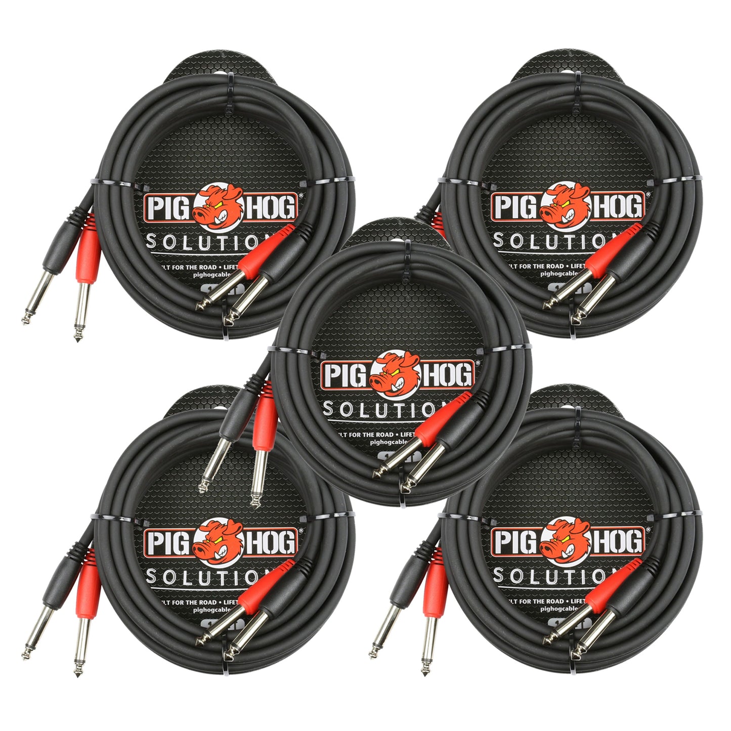 Pig Hog Dual 1/4" Mono (Male) Cable, 10 ft PD-21410 - 5 Units