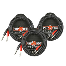 Pig Hog Dual 1/4" Mono (Male) Cable, 10 ft PD-21410 - 3 Units