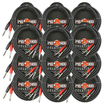 Pig Hog Dual 1/4" Mono (Male) Cable, 10 ft PD-21410 - 12 Units