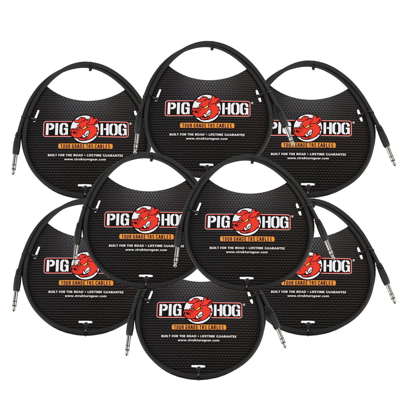 8x Pig Hog 3ft 1/4" TRS - 1/4" TRS Cable