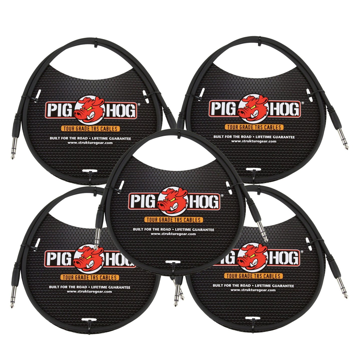 5x Pig Hog 3ft 1/4" TRS - 1/4" TRS Cable