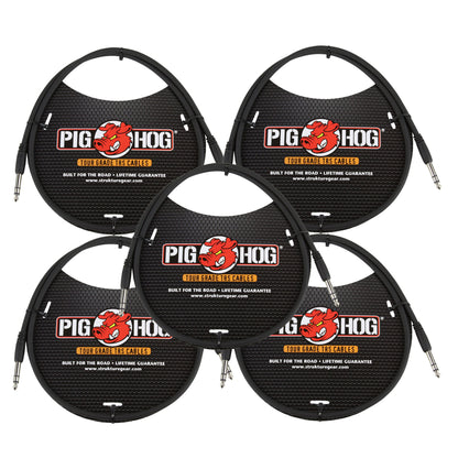 5x Pig Hog 3ft 1/4" TRS - 1/4" TRS Cable