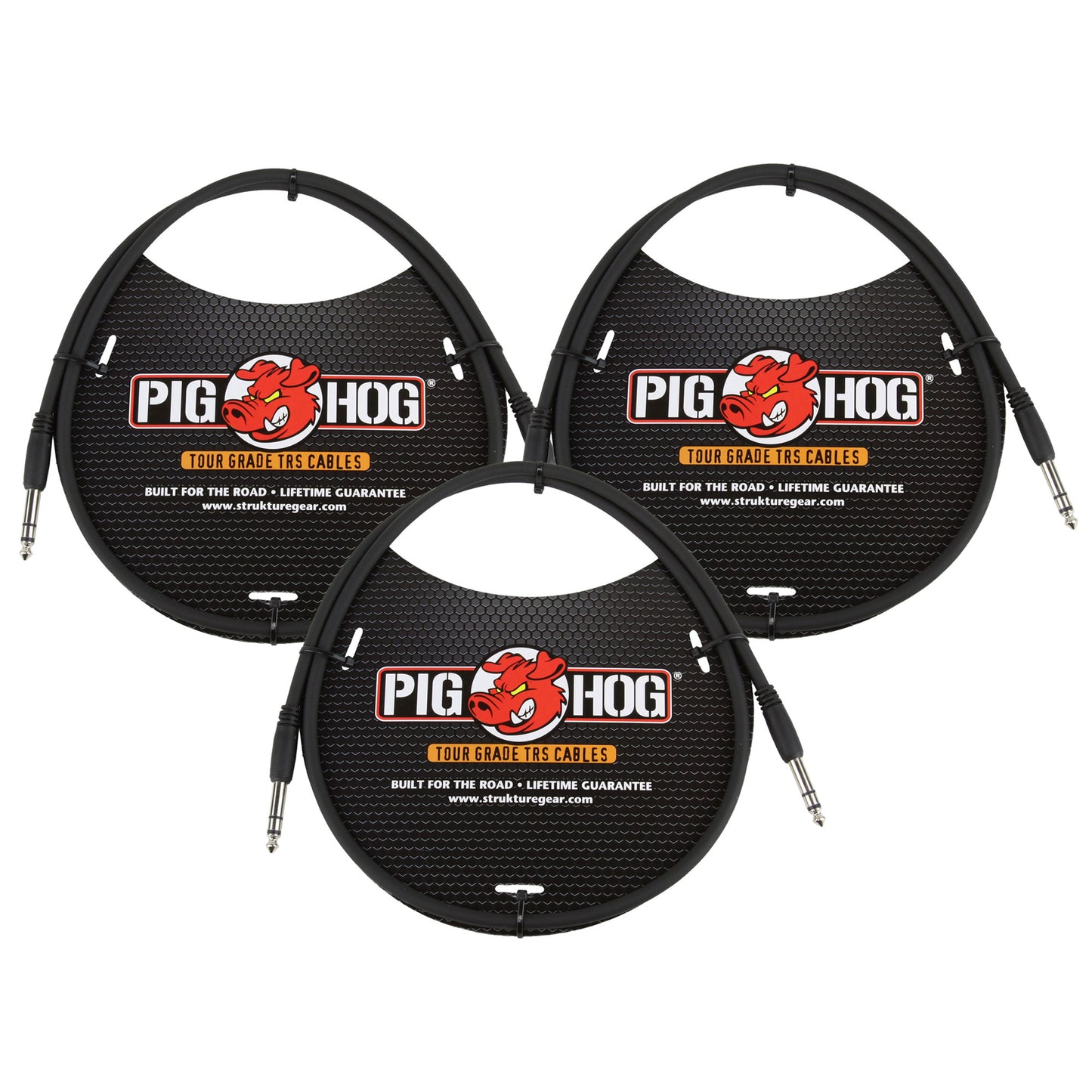 Pig Hog 3ft 1/4" TRS - 1/4" TRS Cable - 3 Units