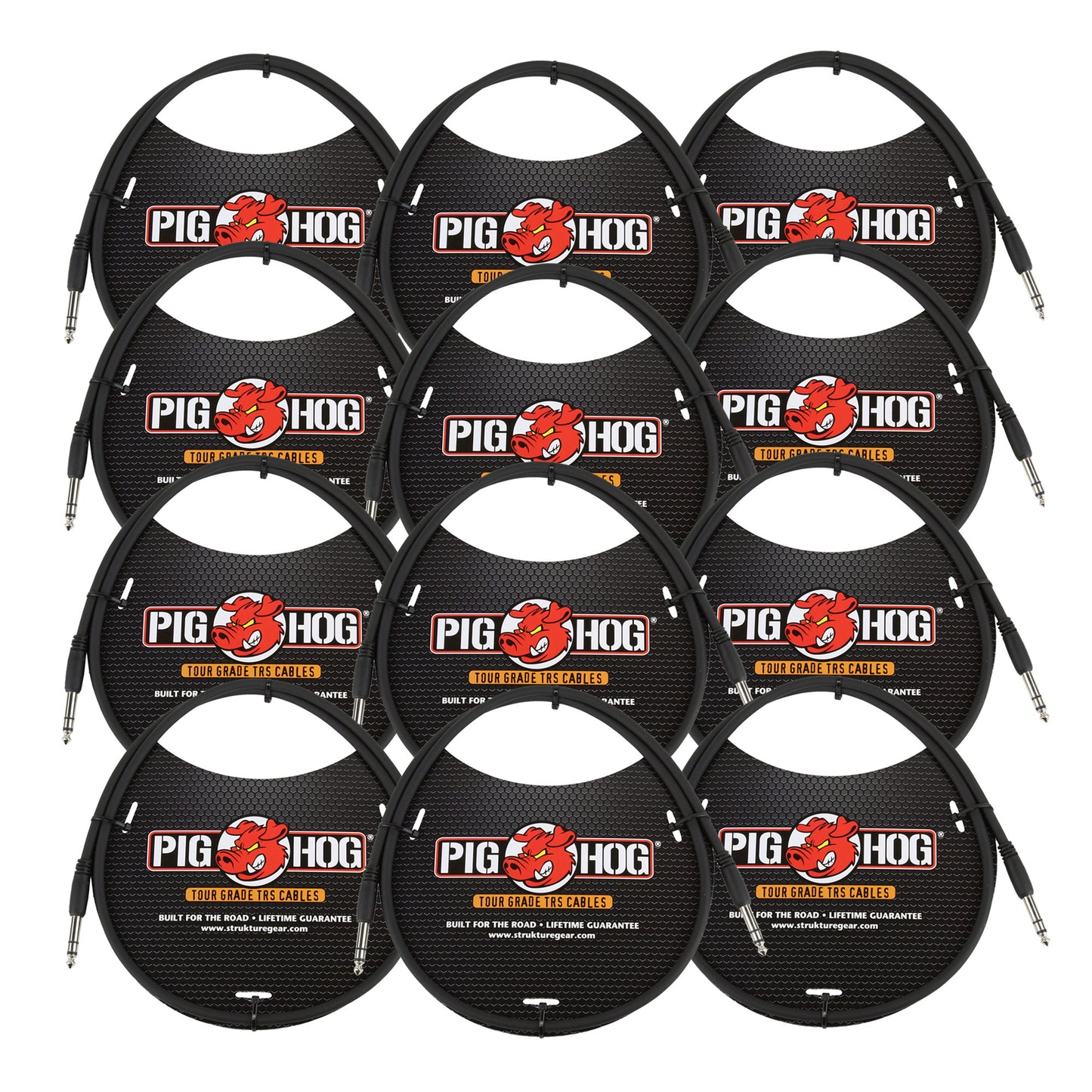 12x Pig Hog 3ft 1/4" TRS - 1/4" TRS Cable