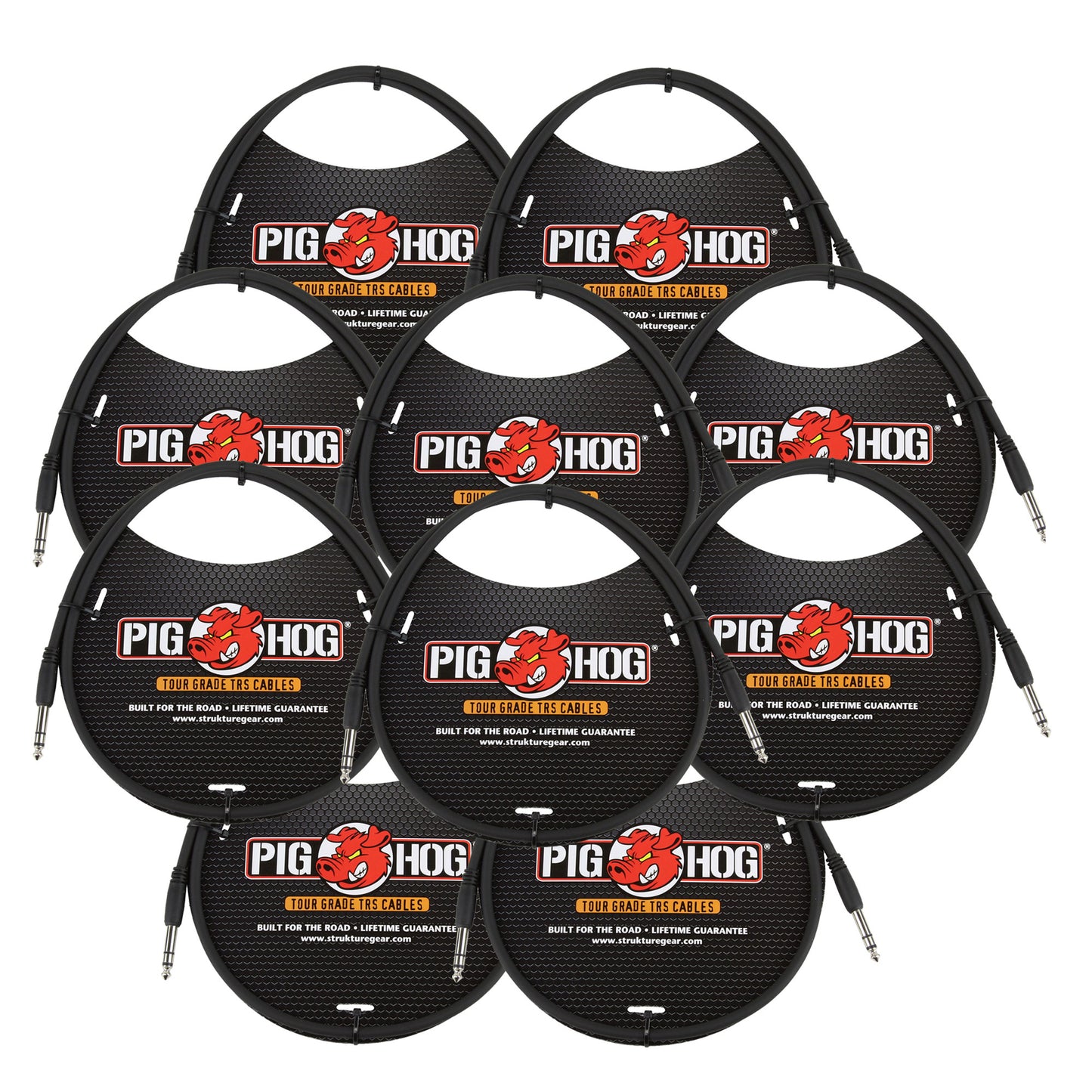 Pig Hog 3ft 1/4" TRS - 1/4" TRS Cable - 10 Units
